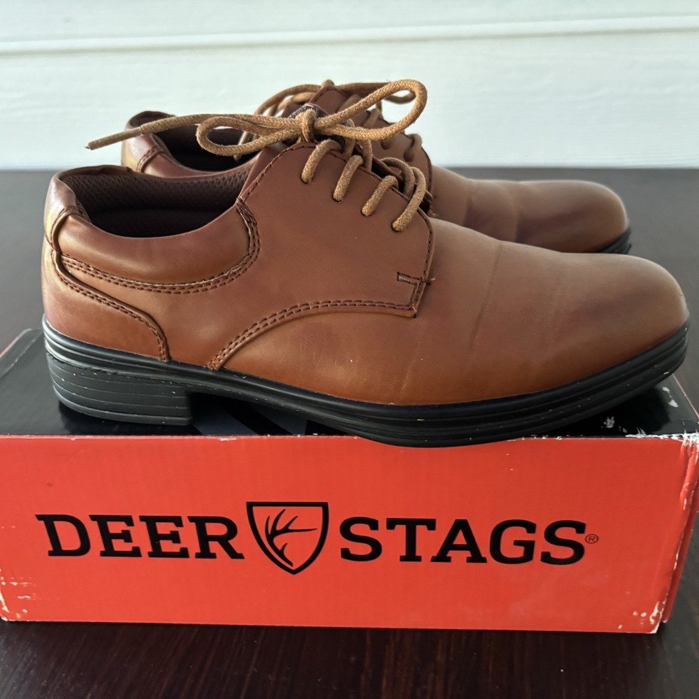 Deer Stags‎ Kids Blazing Oxford Big Boys Shoes Size 1.5 M, Brown Luggage Nice!